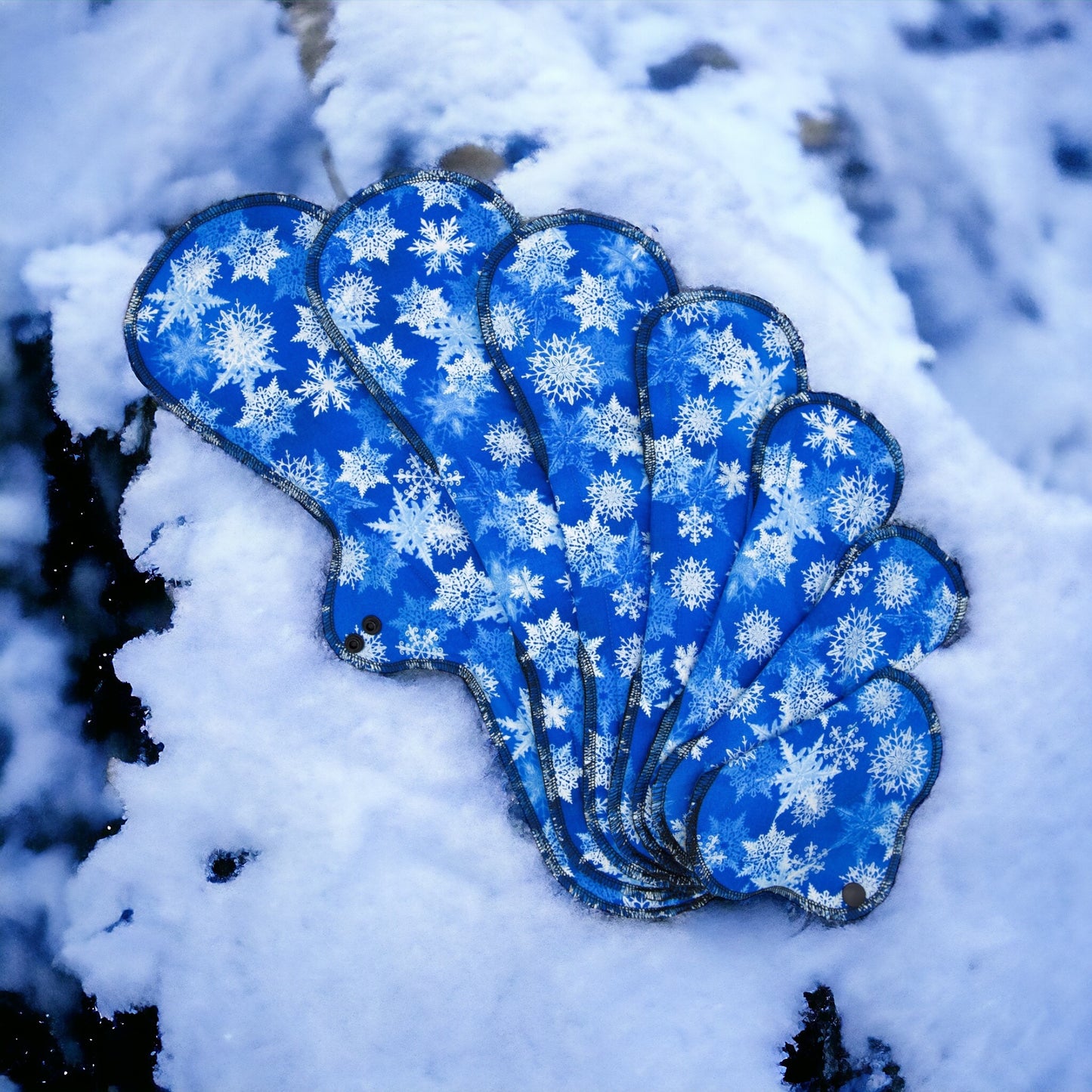 Snowflake Blue - Washable Cloth Pad - SEVERAL SIZES