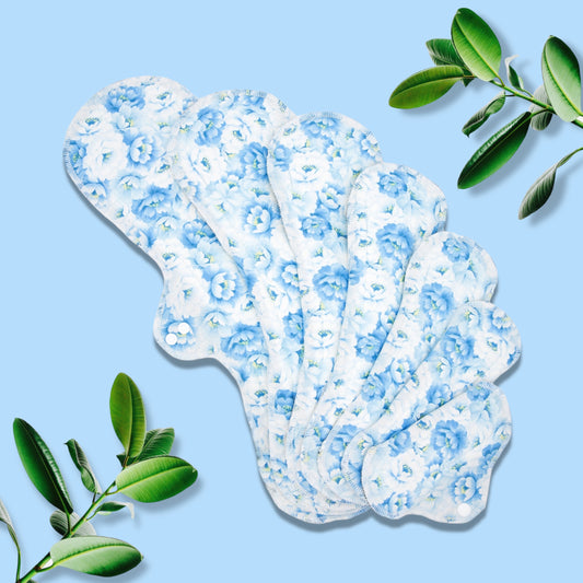 Blue Floral - Washable Cloth Pad - SEVERAL SIZES