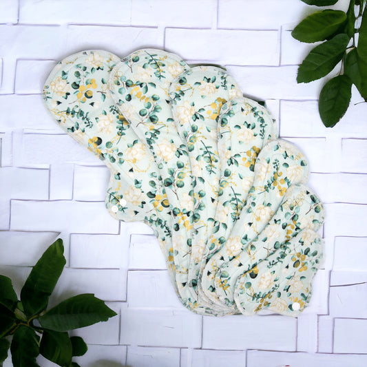 Floral Sage - Washable Cloth Pad - SEVERAL SIZES
