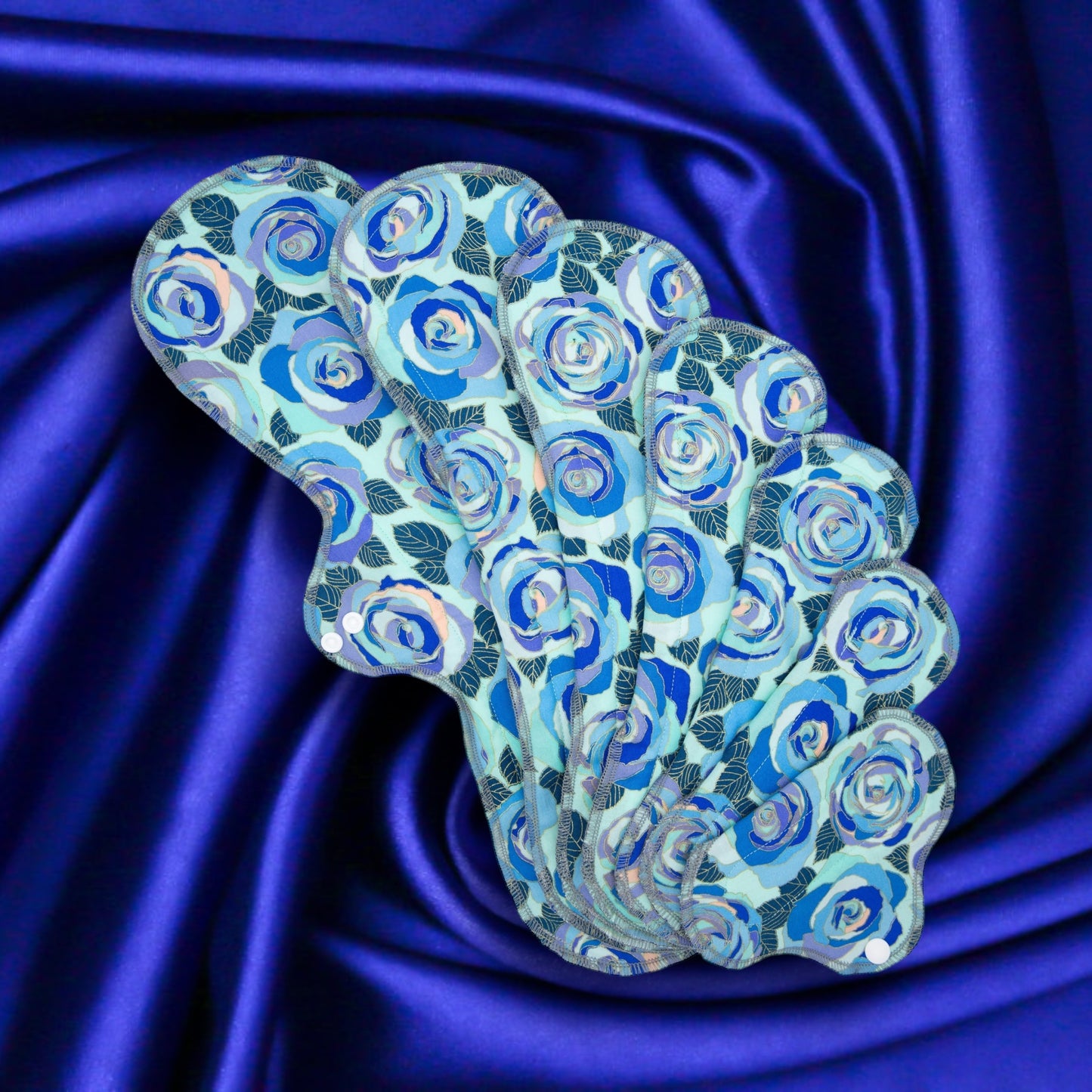 Reusable Cloth Pads Blue Roses Collection