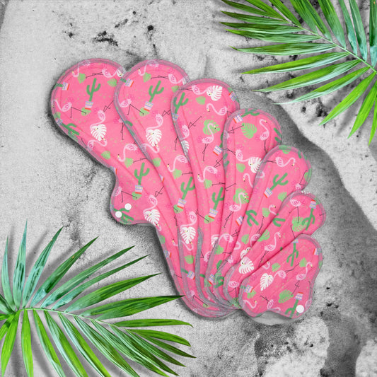 Reusable Cloth Pads Flamingos Collection