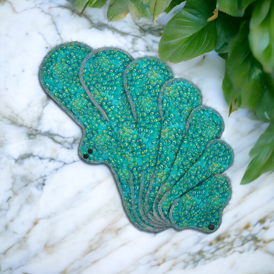Reusable Cloth Pads Peacock Green Collection