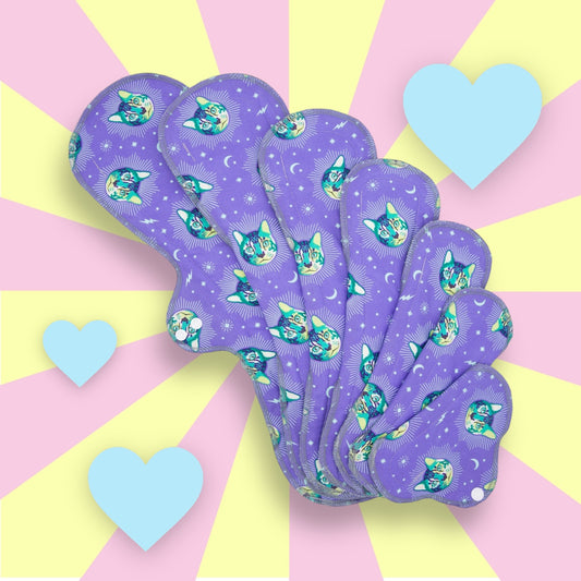 Reusable Cloth Pads Psychedelic Cat Collection