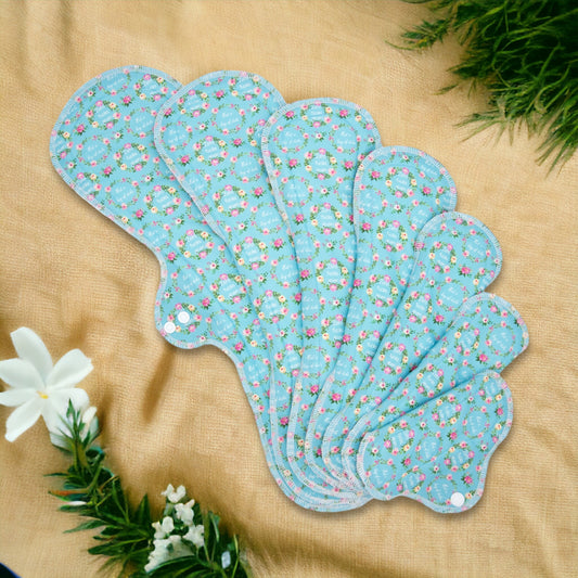 Swearing Floral Light Blue - Washable Cloth Pad - SEVERAL SIZES