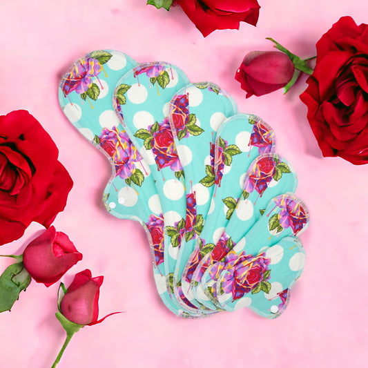 Melting Roses Teal - Washable Cloth Pad - SEVERAL SIZES
